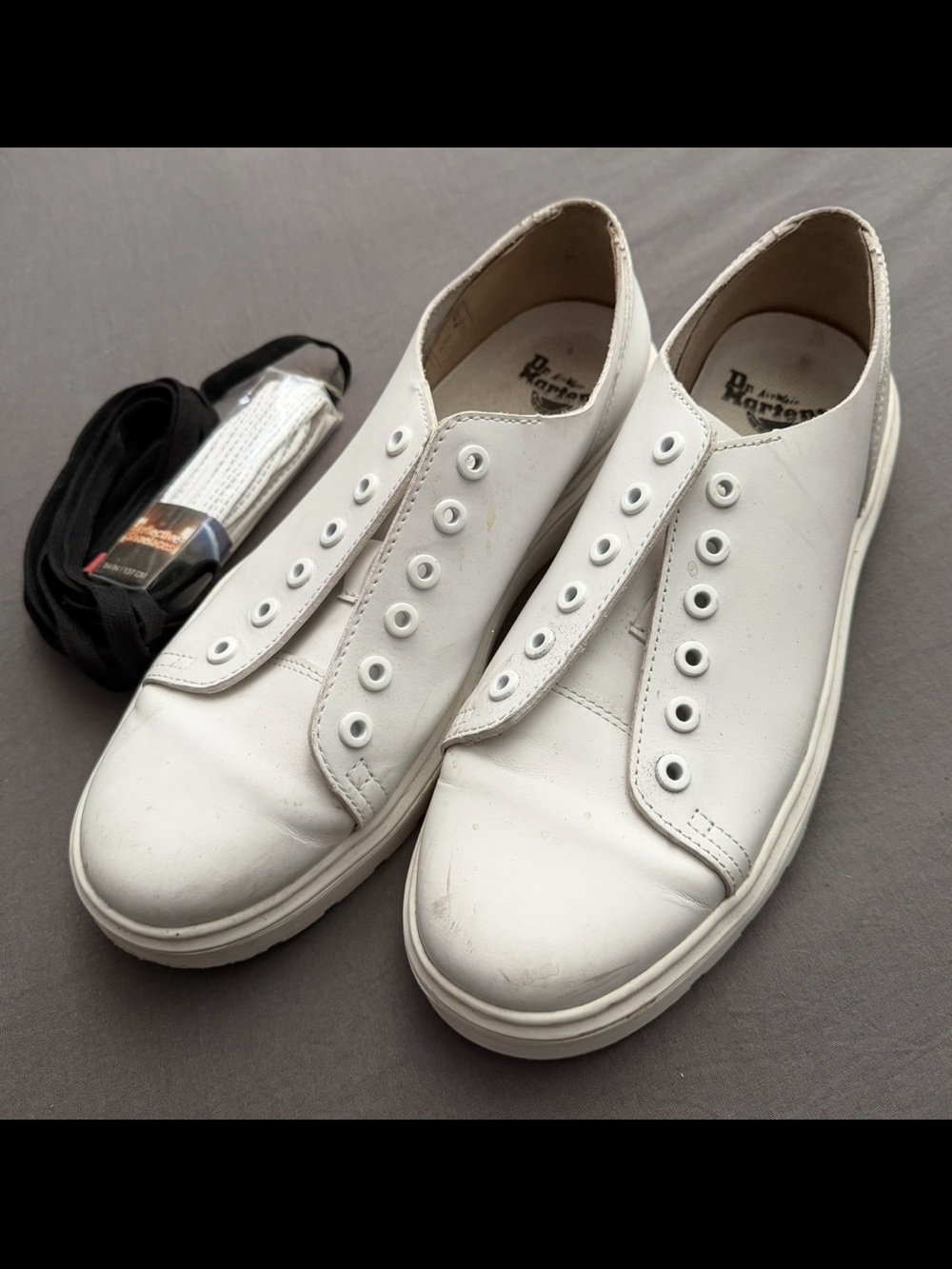 Dr. Martens Dante White Low-Top Leather Sneakers